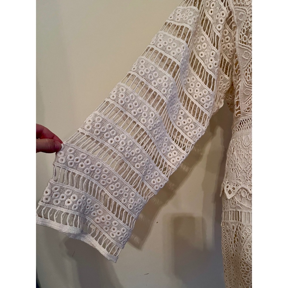 Jens Pirate Booty Isabella Crochet Lace Mini Dress Cream Boho Tassel Small - Picture 7 of 10